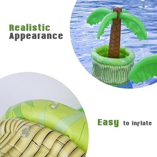 FUTUREPLUSX Inflatable Palm Tree Cooler, 25" Inflatable Drink Holder for Summer Pool Blow Up Palm Tree Cooler for Luau Hawaiian Tropical Party Decorations, Outdoor Beach Party Supplies thumbnail 4