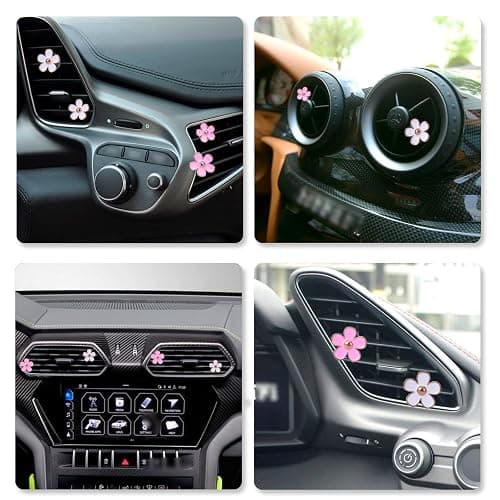 DEDC Car Air Fresheners, 8 Pcs Car Scents Air Freshener, Car Vent Clip Air Freshener, Flower Air Freshener Car Clips, Pink & White thumbnail 7