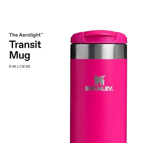 STANLEY 1913 Aerolight Transit Travel Mug 0.35L – Keeps 4 Hours Hot – 6 Hours Cold – Dishwasher Safe – Leakproof – Car Cup Holder Compatible – Insulated Coffee Cup – Pink Vibes thumbnail 4