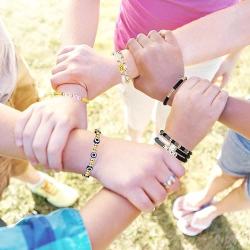 Preppy Bracelets Set Colorful White Gold Smile Heart Star Polymer Beaded Pearl Clay Stackable Charm Y2K Kidcore Aesthetic Summer Beach Bohemian Stretch Layering Bracelets Jewelry for Girls Women Teens thumbnail 5
