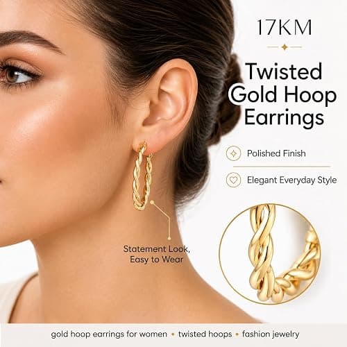 42 Pairs Gold Hoop Earrings Set for Women, Fashion Chunky Pearl Earrings Multipack Twisted Statement Earring Pack, Hypoallergenic Small Big Hoops Earrings for Birthday Party Gifts Jewelry thumbnail 2
