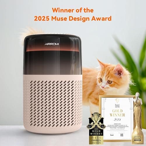 AIRROMI HEPA Air Purifier for Bedroom&Home,Pet Air Purifier for Home Pets,Removes Pet Odor,Cat Litter Smell,Dust,Smoke&Allergies,Quiet Room Air Purifier with Scents,360°Air Cleaner,A2005 Beige thumbnail 3