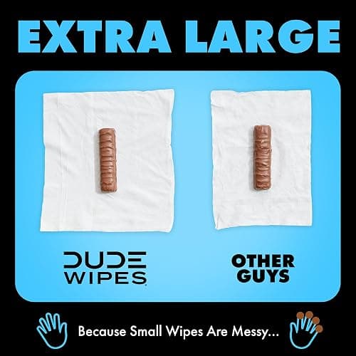 DUDE Wipes - Flushable Wipes - 6 Pack, 288 Wipes - Unscented Extra-Large Adult Wet Wipes - Vitamin-E & Aloe - Septic and Sewer Safe thumbnail 6