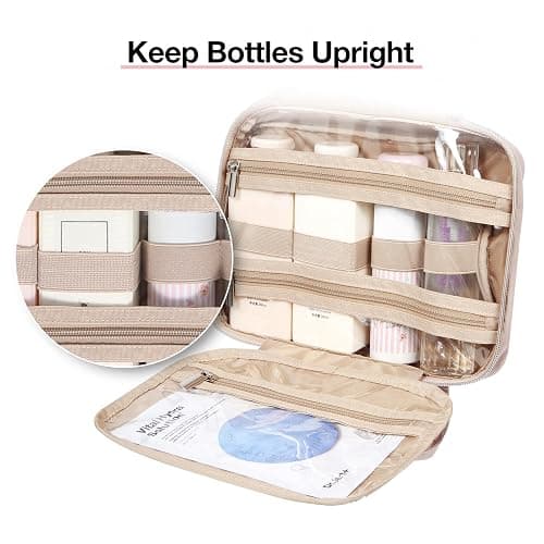 BAGSMART Toiletry Bag Hanging Travel Makeup Organizer with TSA Approved Transparent Cosmetic Bag Makeup Bag for Full Sized Toiletries, Medium-Pink - Standard - Pink thumbnail 4