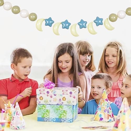 GOGOSO Ball Pit Balls Stars Moon Shapes Plastic Pitballs for Toddler Play Tent Baby Photo Props Kids Pool Water Toys Kiddie Pool Party Decor, Cream Blue+Yellow+Green+White,100PCS thumbnail 7