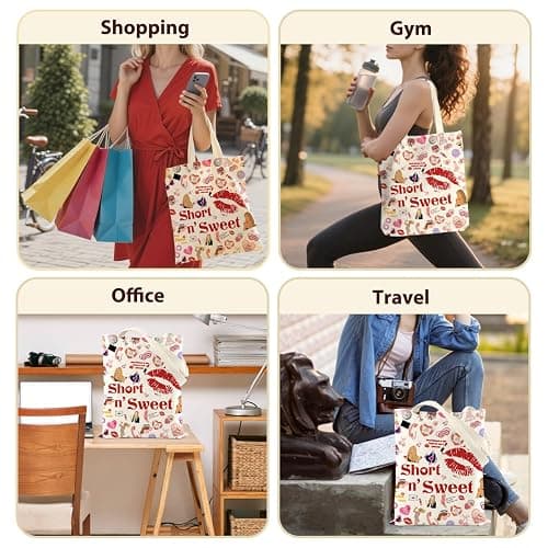 LONGXIN Sabrina Merch, Tote Bag for Women Singer Fans Music Lovers, Singer Merchandise, Reusable Canvas Cute Shoulder Bag for Shopping, Grocery, Work, Book thumbnail 5