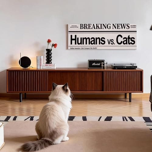 BNEKOLISM Wall Cat Scratcher for Indoor Cats - Reusable & Damage-Free Wall-Mounted Fabric Scratching, DIY for Furniture and Wall Protection (11.81''x31.50'', Humans vs Cats in a Battle) thumbnail 7