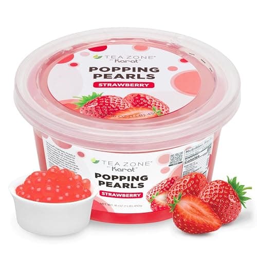 Tea Zone [1 Pound] Strawberry Popping Pearls, Bursting Pearls for Teas, Shakes, Smoothies, Dessert Toppings - 1 Pound (Pack of 1) - Strawberry - Image 1