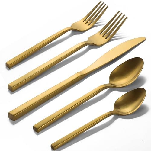 Cubed + Matte Gold Cutlery Set (20PCS) - Image 1