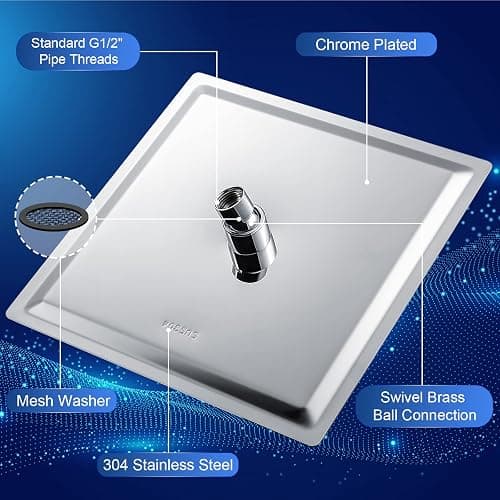 Aiscsc Rain Shower Head - 10 Inch High Pressure Shower Heads 304 Stainless Steel Ultra Thin Square Showerhead Pressure Boosting Design, Ceiling or Wall Mount thumbnail 5