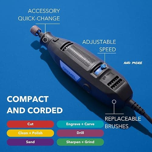 Dremel 3100-2/60 Variable Speed Rotary Tool Kit- 2 Attachments and 60 Accessories, Ideal for a Variety of Crafting and DIY Projects- Cutting, Sanding, Grinding, Polishing, Drilling, and Engraving thumbnail 4