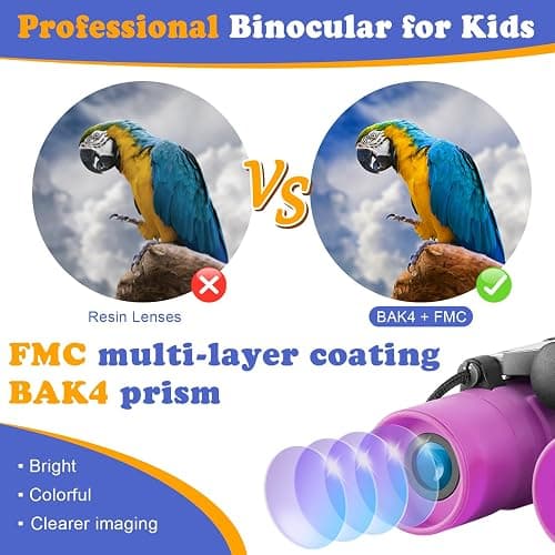 Obuby Real Binoculars for Kids Gifts for 3-12 Years Boys Girls 8x21 High-Resolution Optics Compact Toy Binocular for Bird Watching,Travel, Camping thumbnail 4