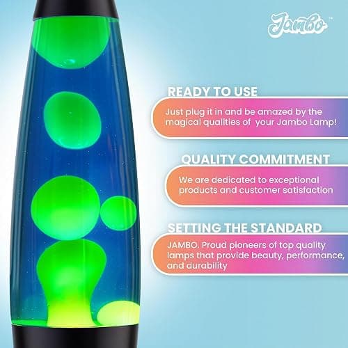 JAMBO 16" Beautiful Lamp- Blue with Yellow/Green Wax, Relaxing Liquid Lamp for Living Room Office Bedroom Adults Teens Kids, Magma Light, Night Light Nightlight, Home Decor thumbnail 3