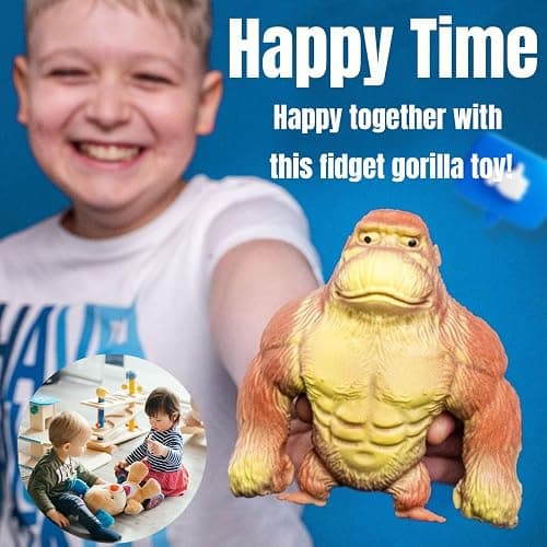YHan Stretchy Monkey Fidget Toy Squishy Stress Relief for Kids & Adults, Gorilla Squishy Toy, Stretchable & Squeezable Sensory Toys for Anxiety Relief (Medium, Brown) thumbnail 6
