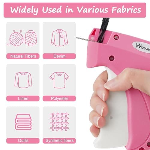 Stitch Gun for Clothes Stitchy Tagging Gun for Clothing Stitchy Quick Clothing Fixer -Includes 1,000 Black Fasteners & 1,000 White Fasteners & 6 Needles(hotpink+White) thumbnail 3