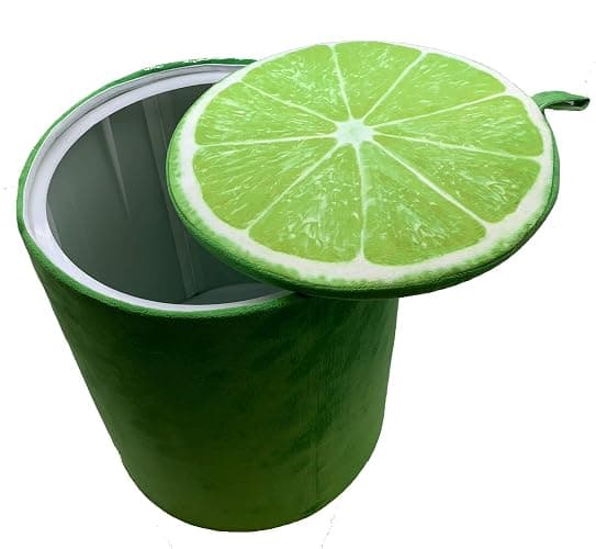 Storl Organizer Storage Stool for Toy and Cloth and Kids Stool (Lime, 12Wx13H) - Lime - 12Wx13H thumbnail 2