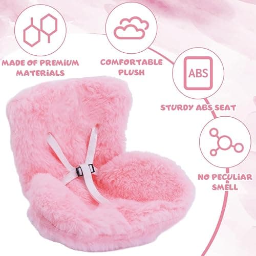 BOXOB Car Seat for Dolls, Cute Safety Have a Seat with Soft Furry Cushion Pink Sofa Car Air Vents Clip Desktop Decor Chair to Display Doll Toy Ornaments Decorations Accessories thumbnail 5