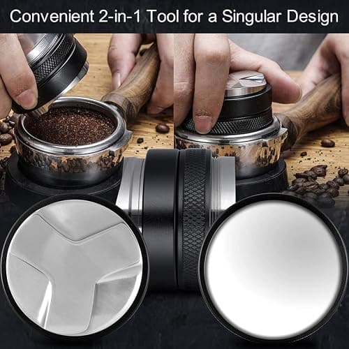 51mm Espresso Tamper and Distributor, MATOW Dual Head Coffee Leveler Compatible with Delonghi 51mm Portafilter, Adjustable Depth-Professional Espresso Hand Tampers thumbnail 4