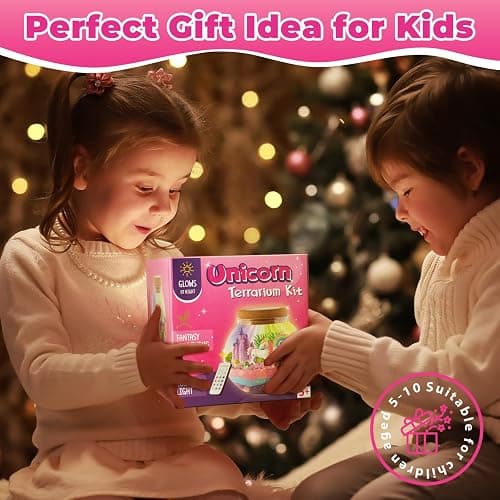 JOYEEMAX Unicorn Light-Up Terrarium Kit for Kids - LED Night Light Birthday Gift for Girls Ages 4 5 6 7 8-12 Year Old - Unicorn Toys for Girls - DIY Arts and Crafts Kit for Kids thumbnail 5