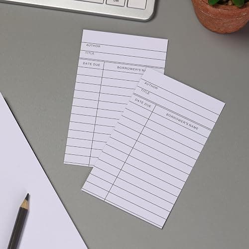 100 Count Library Cards, Checkout Catalog Book Card,Library Checkout Index Cards, Due Date NoteCards for Record Keeping - 3 x 5 inch thumbnail 3