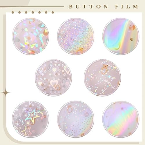 200 Pcs Badge Protective Film 70mm (2.76 in), 8 Styles of Holographic Glitter, Badge Film for 2.25 Inch 58mm Button Maker Machine, 58mm Button Making Supplies thumbnail 5
