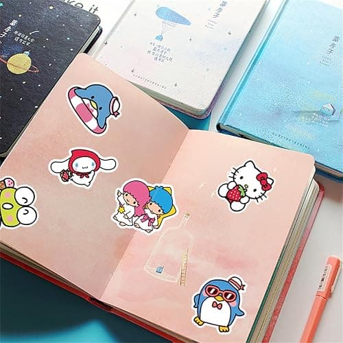 50 Pcs My Melody and Kuromi Stickers, Hello Kitty Kitty Stickers Pompompurin Keroppi Sticker, Cute Sticker Japanese Kawaii Decals for Kids Teens Adults((XSLO) thumbnail 6