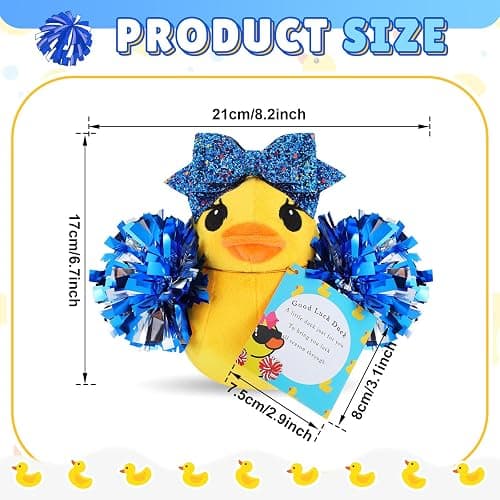 Lenwen Cheer Duck Gift with Pom Poms Bow 8 Inch Duck Plush Senior Cheerleader Gifts Team Support Gift for Senior Night Gifts Cheer Competition Day Must Have thumbnail 2