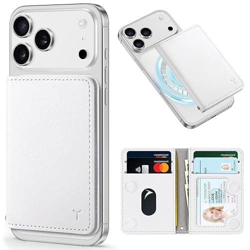 TUCCH for Magsafe Wallet with 6 Card Holders, RFID Blocking [Clear ID Window] PU Leather Men Women Folio Magnetic Phone Wallet for iPhone 17/16/15/14/13/12/Plus/Air/Pro/Pro Max Series, White - Image 1