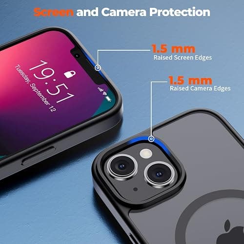 zapica Magnetic for iPhone 13 Case & iPhone 14 Case, [Compatible with MagSafe] [Military Grade Drop Protection] Translucent Matte Shockproof Anti-Scratch Phone Cover, Black thumbnail 6