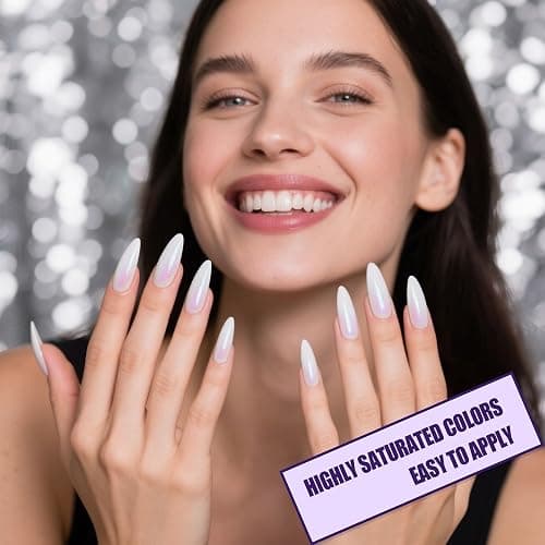 Artdone Chrome Nail Powder Magic White Pearl Kit Mirror Effect Silver Metallic Holographic Dip Nail Powder For Resin Craft & Nail Art Decoration thumbnail 7