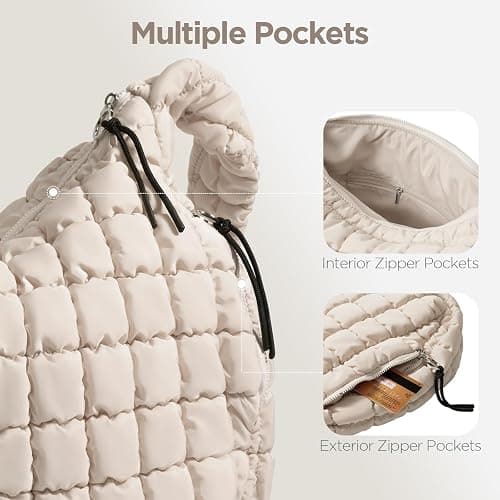 Puffer Tote Bag for Women Large Quilted Tote Bag Quilted Carryall Bag Soft Puffy Crossbody Bag Hobo Handbags Puff Purse thumbnail 5