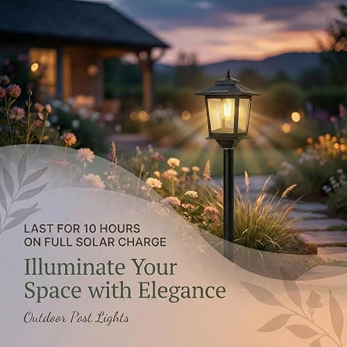 PASAMIC Outdoor Solar Post Lights, 2-Pack 63" Dusk to Dawn Solar Lamp Posts, Waterproof Floor Lamps, Warm White Pole Lights for Patio with Replaceable Bulb thumbnail 2