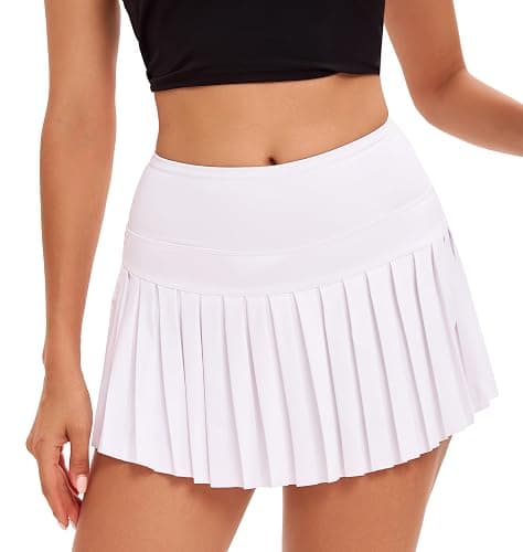 Yknktstc Women Pleated Tennis Skirt with Shorts High Waist Golf Skort Athletic Mini Skirt with Pockets - Image 1