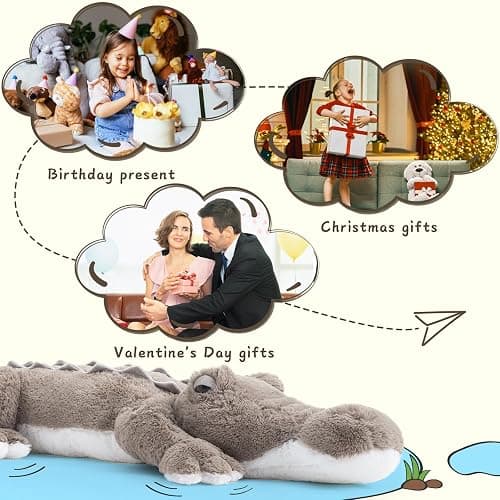 MorisMos Giant Alligator Stuffed Animal, 45 inch Soft Large Alligator Plush Toy, Big Stuffed Crocodile Gifts for Kids Boys Girls thumbnail 6