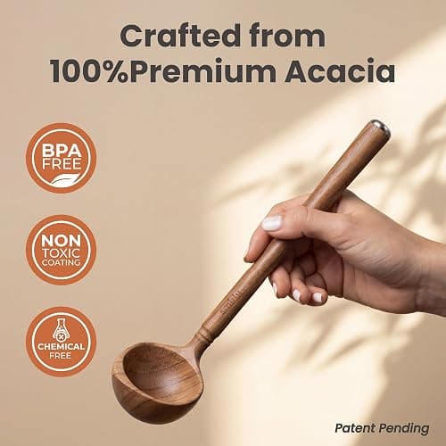 Wooden Spoons for Cooking - 12-Piece Premium Acacia Wood Utensil Set with Elegant Ceramic Holder & Spoon Rest, Non-Scratch Cooking Utensils Set for Nonstick Cookware, Luxury Kitchen Gift Set [Acacia] thumbnail 6