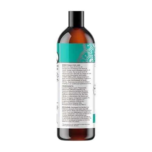 GuruNanda CocoMint Oil Pulling Mouthwash for Complete Oral Hygiene, 7 Essential Oils & Vitamins for Happy Teeth & Gums & Fresh Breath , Alcohol-Free, 8 oz thumbnail 9