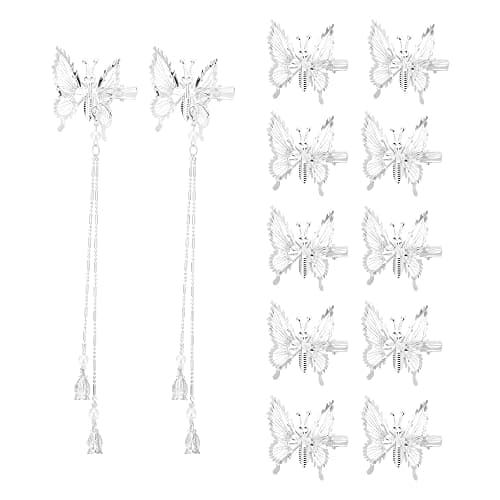 Silver Butterfly Hair Clips - Image 1