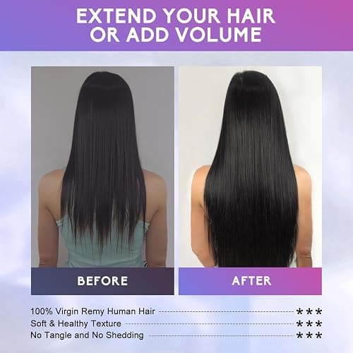 ZNXDJXE Clip in Hair Extensions Real Human Hair, 18 Inch 100g/3.6oz, 1B Natural Black, Invisible Seamless Straight Remy Human Hair Extensions Cip ins for Women 8pcs Per Set with Double Weft thumbnail 6