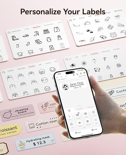 NIIMBOT Label Maker Machine Bluetooth Label Printer for School Home Office Organization, Wireless Mini Labeler D110 Upgraded Version, Label Machine with Label, Pink thumbnail 6