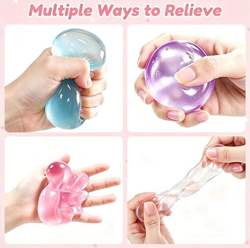 Coconut Oil Squishy, Colorful Squishy Fidget Toys, Handmade Slow-Rising Fidget Squeeze Toys, Sensory Stress Relief Toy for Adults, Sensory Fidget Oil Ball Toy for Kids Favors Birthday Gifts-Pink thumbnail 4