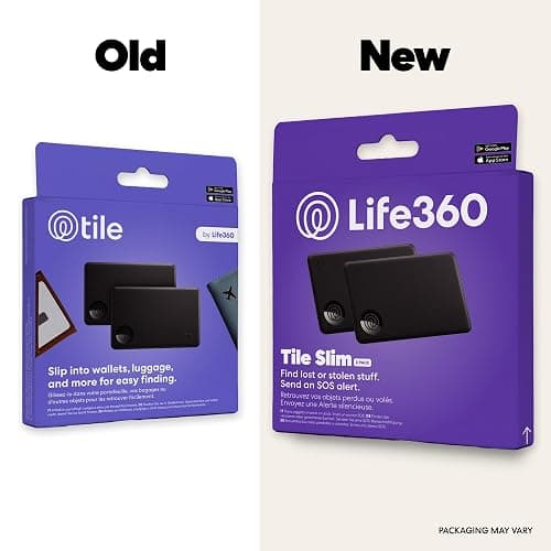 Life360 Tile Slim - Wallet Finder, Bluetooth Tracker and Item Locator for Luggage Tags, Passports and More. Both iOS and Android Compatible. Phone Finder. 2-Pack (Black) thumbnail 2