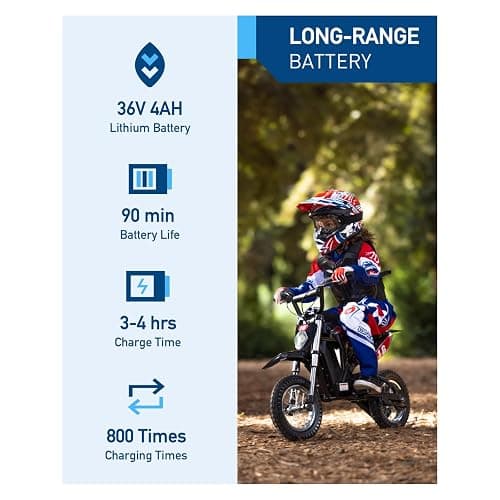 Hiboy DK1 36V Electric Dirt Bike,300W Electric Motorcycle - Up to 15.5MPH & 13.7 Miles Long-Range,3-Speed Modes Motorcycle for Kids Ages 3-10 thumbnail 3