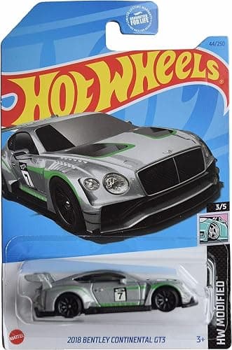 Hot Wheels 2018 Bentley Continental GT3, HW Modified 3/5 [Silver] 44/250 - Image 1