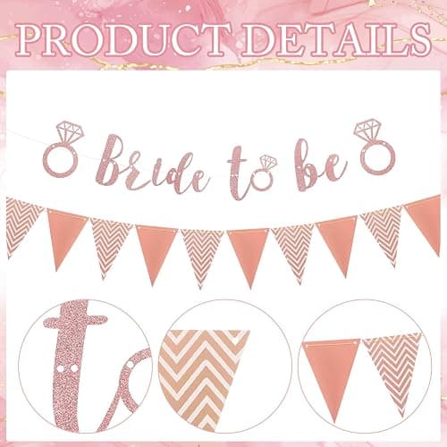 16 Pcs Hen Party Decorations Set, Bride To Be Letter Banner, Hen Party Banner, 14 Rose Gold Latex Bride Balloon for Just Married Sign Getting Married Night Party Decorations thumbnail 4