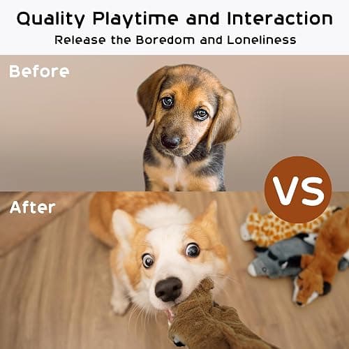 Nocciola 5 pcs Crinkle Dog Squeaky Toys with Double Layer Reinforced Fabric, Durable Dog Toys, No Stuffing Plush Dog Toy Set for Small to Large Dogs thumbnail 2