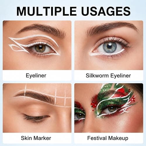 12Pcs White Eyeliner Pencils, Professional Hig|hlighter Gel Eye Liner Pencil, Soft Waterproof Eyeliner Pens for Skin Marking Eyeshadows Makeup, Easy to Colour, Gift for Mom Girl Friend thumbnail 4