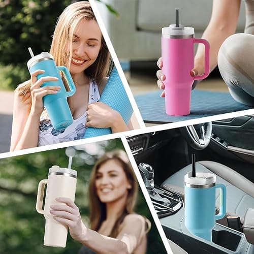 ALINK Clear Replacement Straws for Stanley 30 oz Tumbler, DISHWASHER SAFE, 6 Pack Reusable Plastic Straws Compatible with 30oz Stanley Adventure Quencher Cups, Plus Brush thumbnail 8