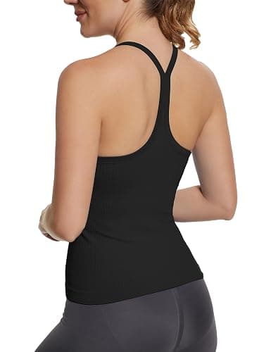 MathCat Seamless Workout Tank Tops with Built in Bra，Racerback Athletic Tank Tops Ribbed Soft Yoga Shirts thumbnail 2