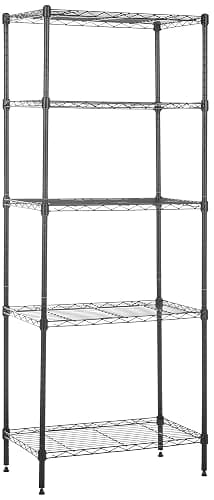 Amazon Basics 5-Shelf Multipurpose Adjustable Sturdy Steel Storage Shelving Unit, Easy Assembly, 13.4" D x 23.2"W x 60"H, Black - Image 1
