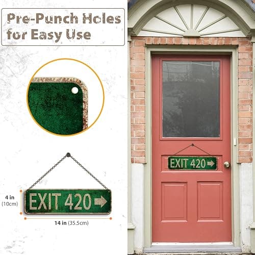 Booda Brand Stoner Avenue Street Sign 4 Signs of Exit 420 /High St/Mary Jane Lane/Stoner Ave for Room Decor, Duplex Printed Trippy Room Decor for Stoner, Vintage Rustic Retro Garage Decor Sign thumbnail 3